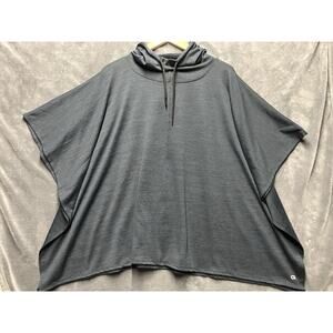 Gap GapFit Top Woman’s S Heathered Dark Gray Poncho Hoodie Short Dolman Slv Crop
